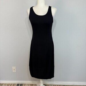 Eileen Fisher Women's Sleeveless Sheath Dress Stretch Rayon Lycra Black Sz Small